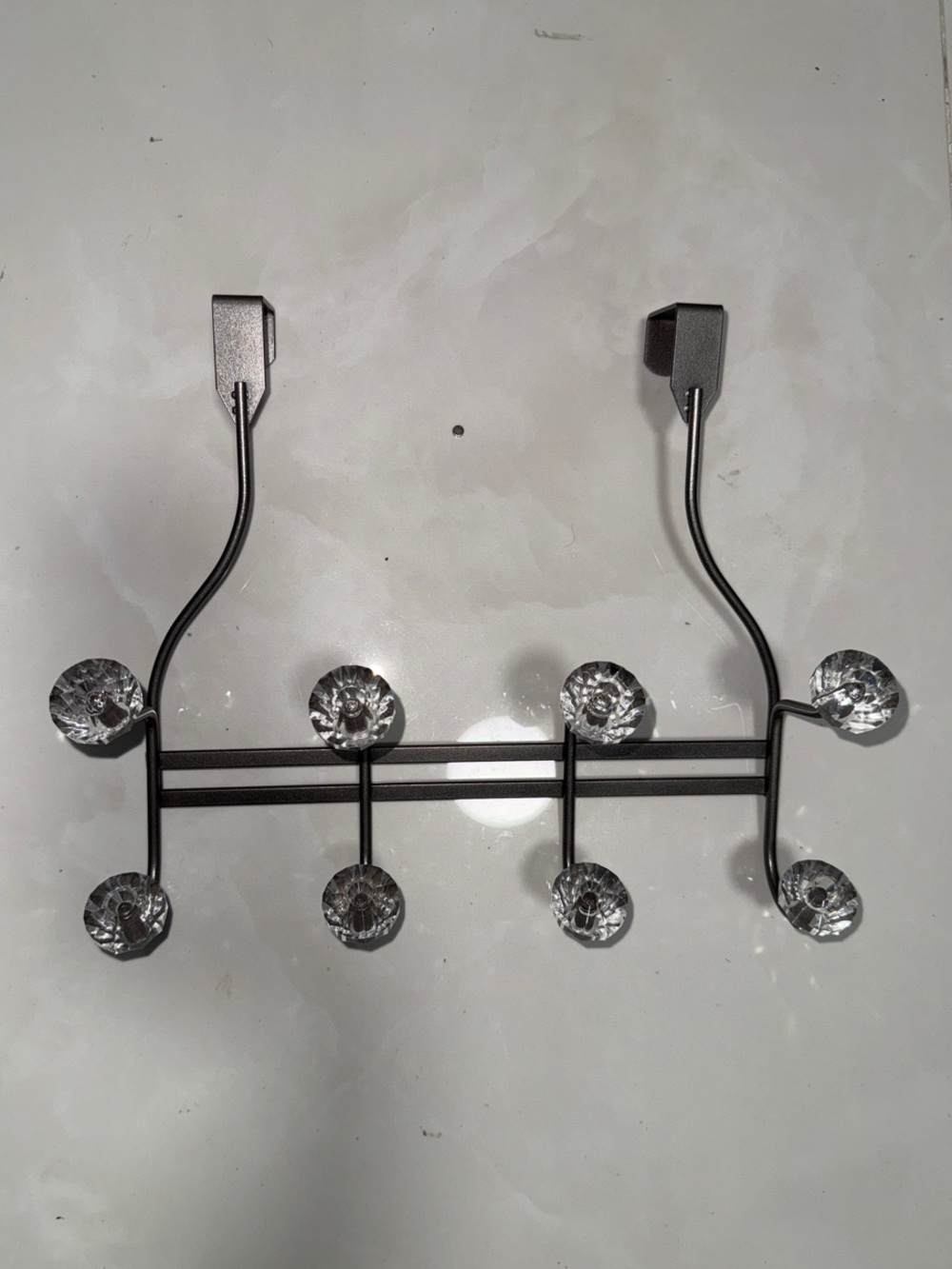 Over-the-Door Crystal Accent Hook Rack - Silver
